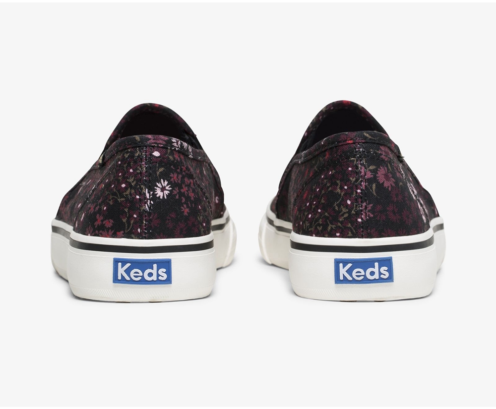 Keds Slip Ons Damen Schwarz/Mehrfarbig - Washable Double Decker Floral - WFH-314796